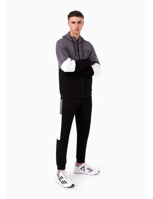 Tuta uomo in misto cotone con cappuccio Athletic Colour Block 6RPV55PJ07Z EA7 Emporio Armani