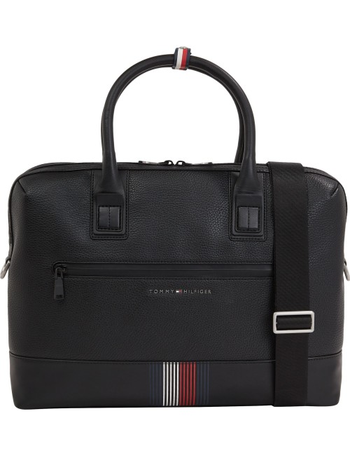 Borsa porta pc in ecopelle martellata con logo AM0AM12481 Tommy Hilfiger