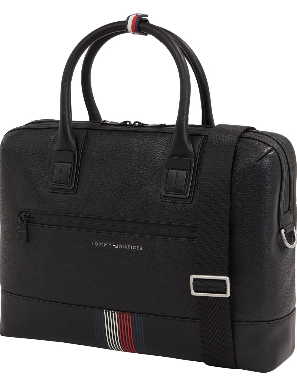 Borsa porta pc in ecopelle martellata con logo AM0AM12481 Tommy Hilfiger