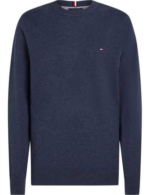 Maglione uomo girocollo in cotone con logo MW0MW21316 Tommy Hilfiger