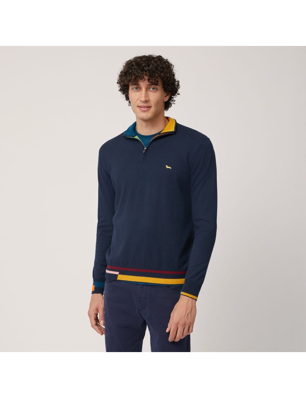 Maglione misto lana con collo mezza zip Harmont&Blaine