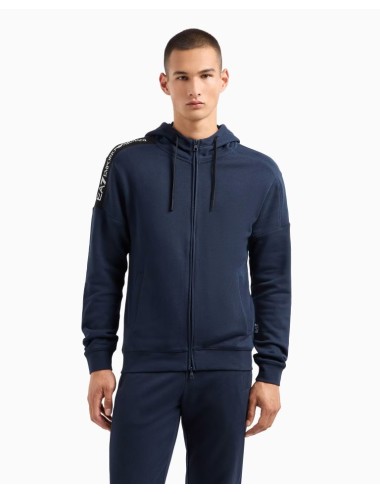 Felpa uomo con zip, cappuccio e logo sulla spalla 6DPM12PJOGZ EA7 Emporio Armani