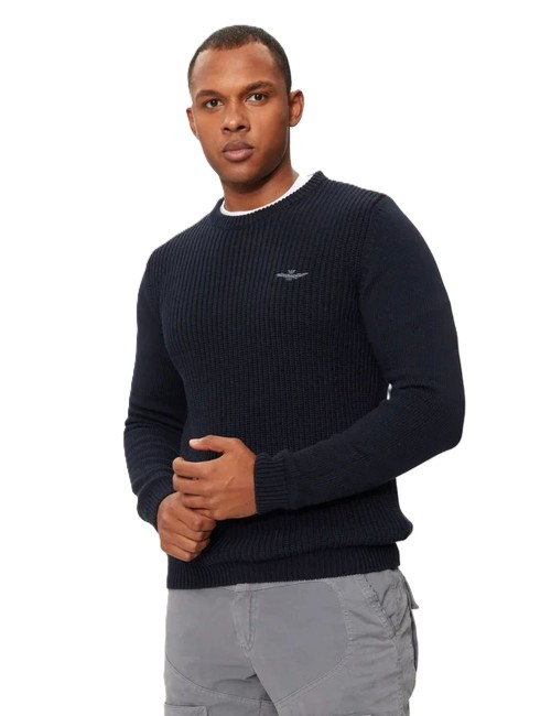 Maglione uomo girocollo a coste 242MA1453L409 Aeronautica Militare