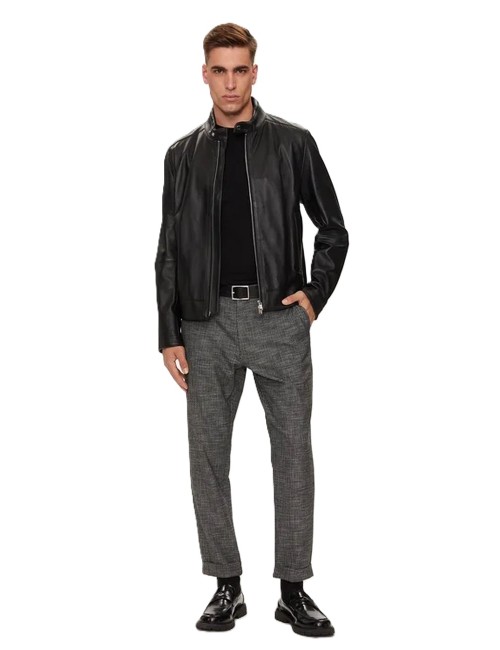 Giubbotto di pelle uomo regular fit Mansell 50518906 Boss Black