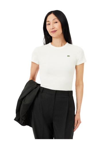 T-shirt donna in cotone a costine slim fit TF5538 Lacoste