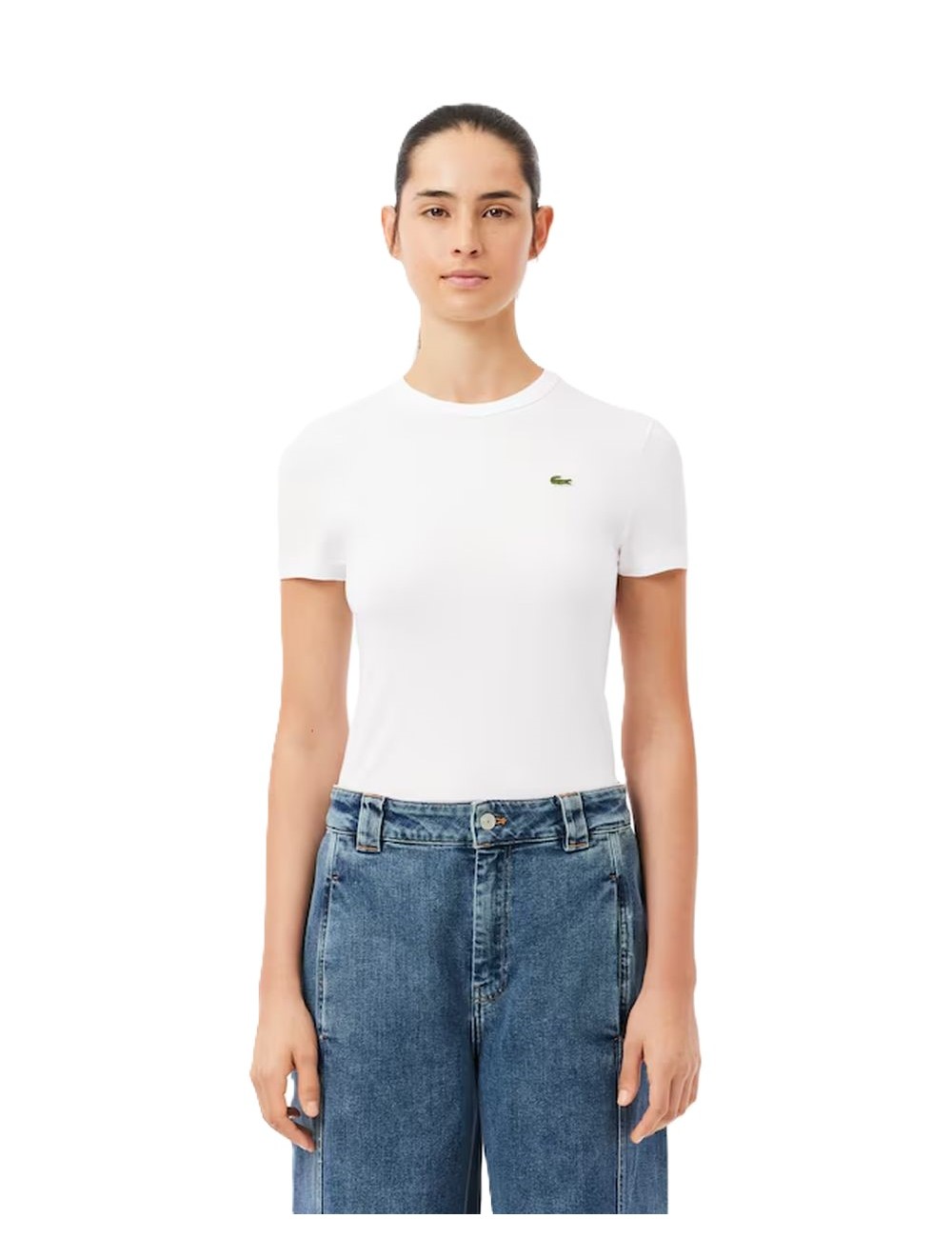 T-shirt donna in cotone stretch slim fit TF7218 Lacoste