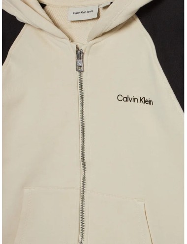 Felpa bambino color block con zip e cappuccio IB0IB02378 Calvin Klein