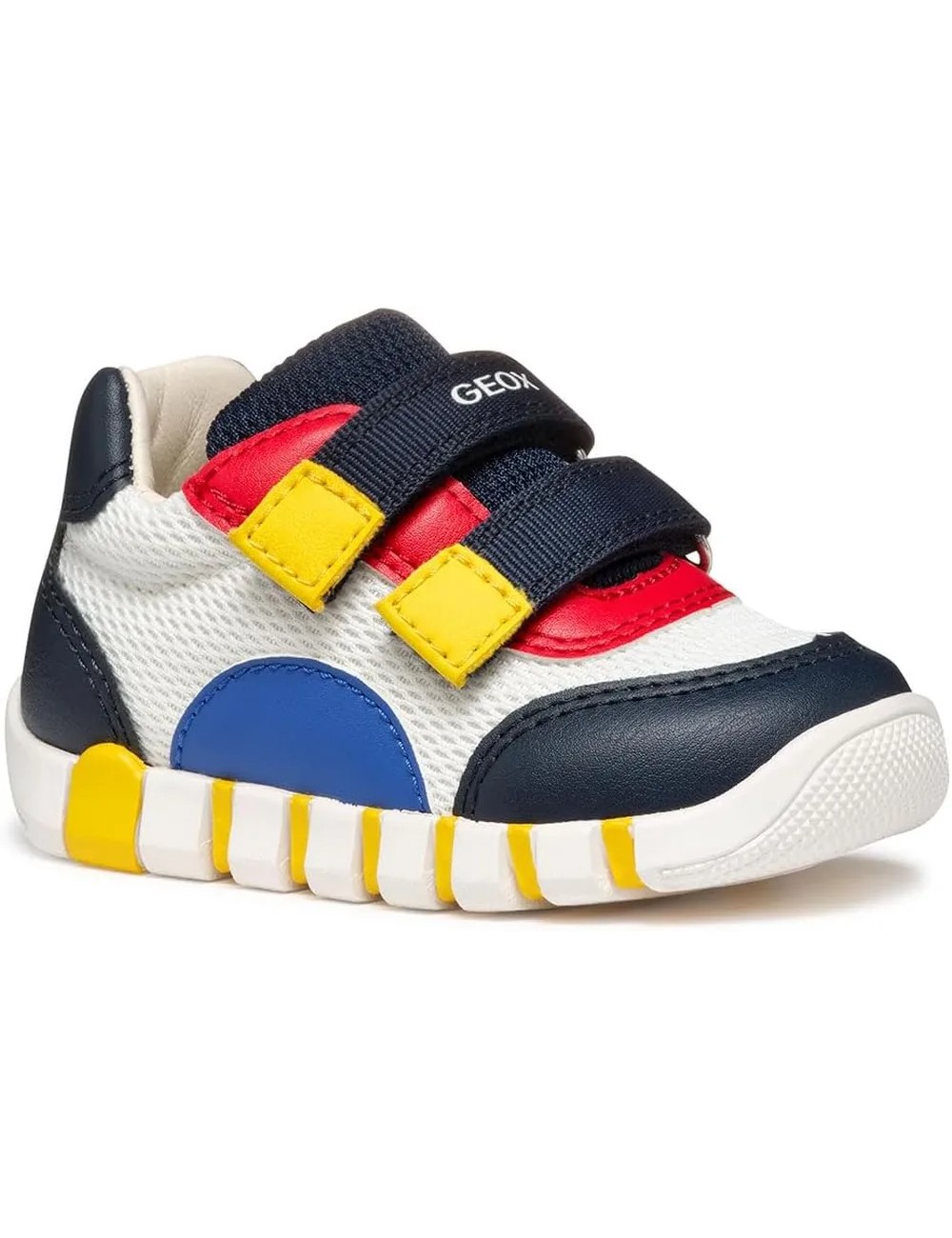 Sneakers bambino Iupidoo con strappi e dettagli color block B3555C Geox